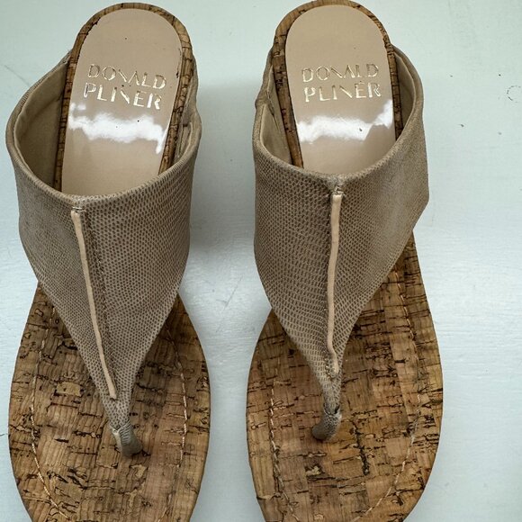Donald J Pliner Neutral Cork Wedge Sandals – Elastic Upper - Picture 3 of 5